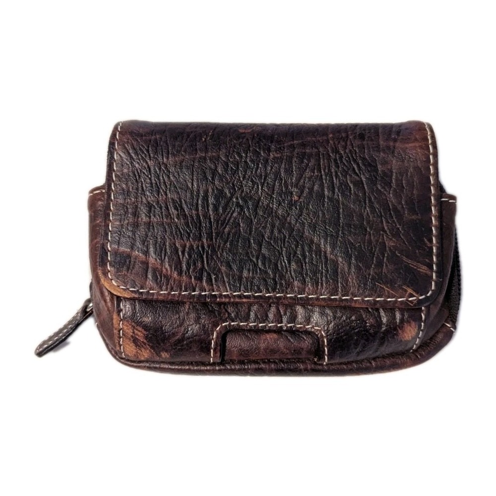 Orvis Dark Brown Leather‎ Belt Pouch Bag Phone Wallet Camera Fishing Ammo Case